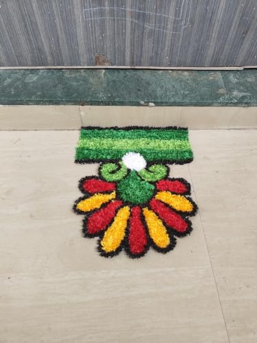 Buy Handmade Woolen Fur Rangoli Mat, 3 Ft x 1.2 Ft, Canvas Back, Foldable, Reusable, for Festivals Online at Low Prices in India - Amazon.in - Image 4
