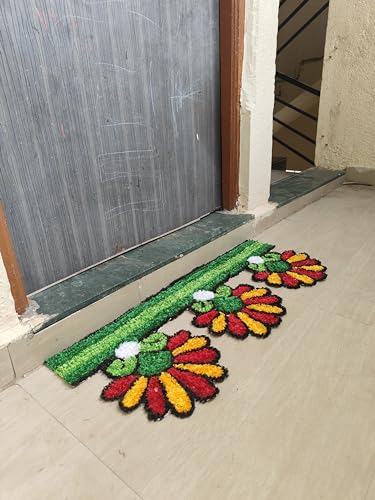 Buy Handmade Woolen Fur Rangoli Mat, 3 Ft x 1.2 Ft, Canvas Back, Foldable, Reusable, for Festivals Online at Low Prices in India - Amazon.in - Image 3