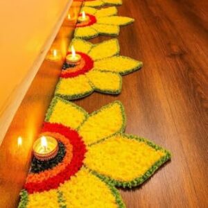 Buy GURUKRUPA SHOPPY Rangoli Floor Decoration Mat, Haldi & Mehndi Ceremony, Pooja and Festivals | Traditional Floral Design Decorative Mat for Home Entrance, Mandap & Event Decor Online at Low Prices in India - Amazon.in