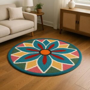 Buy StromX Super Soft Microfiber Traditional Modern Rangoli Door Mat for Home, Living Room, Beside Runner for Bedroom Decoration (24 x 24 Inch, Floral), Blue Online at Low Prices in India - Amazon.in