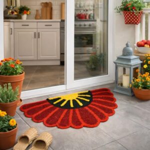 Buy Gampy Vesre Handmade Half Flower Rangoli Mat 18 Inch Colourful Traditional Decorative Rangoli Doormat Woolen Fur Rexin Base Durable Washable Festive Floor Decor for Main Door Entrance Pooja Room Online at Low Prices in India - Amazon.in