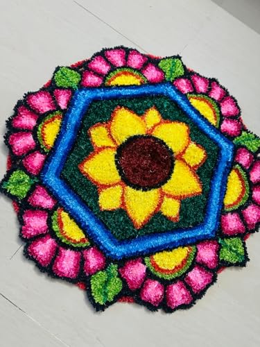 Buy Decorative Rangoli Mat, 2x2 ft, Fur Woolen Front, Canvas and Non-Woven Fabric Back Online at Low Prices in India - Amazon.in