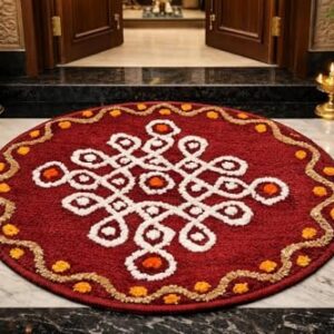 Buy vihs Super Soft Microfiber Traditional Modern Rangoli Round Door Mat for Home, Temple, Living Room, Door Entrance, Bedroom Decoration (24 x 24 Inch, Floral) Online at Low Prices in India - Amazon.in