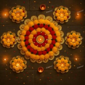 Kalakruti Theme Rangoli Mats for Home Decoration,Set of 7, Decorative Diya, Diwali Gift Diya's, Deepak, Candles, Home Decoration Tea Light Online at Low Prices in India