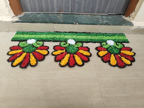 Buy Handmade Woolen Fur Rangoli Mat, 3 Ft x 1.2 Ft, Canvas Back, Foldable, Reusable, for Festivals Online at Low Prices in India - Amazon.in